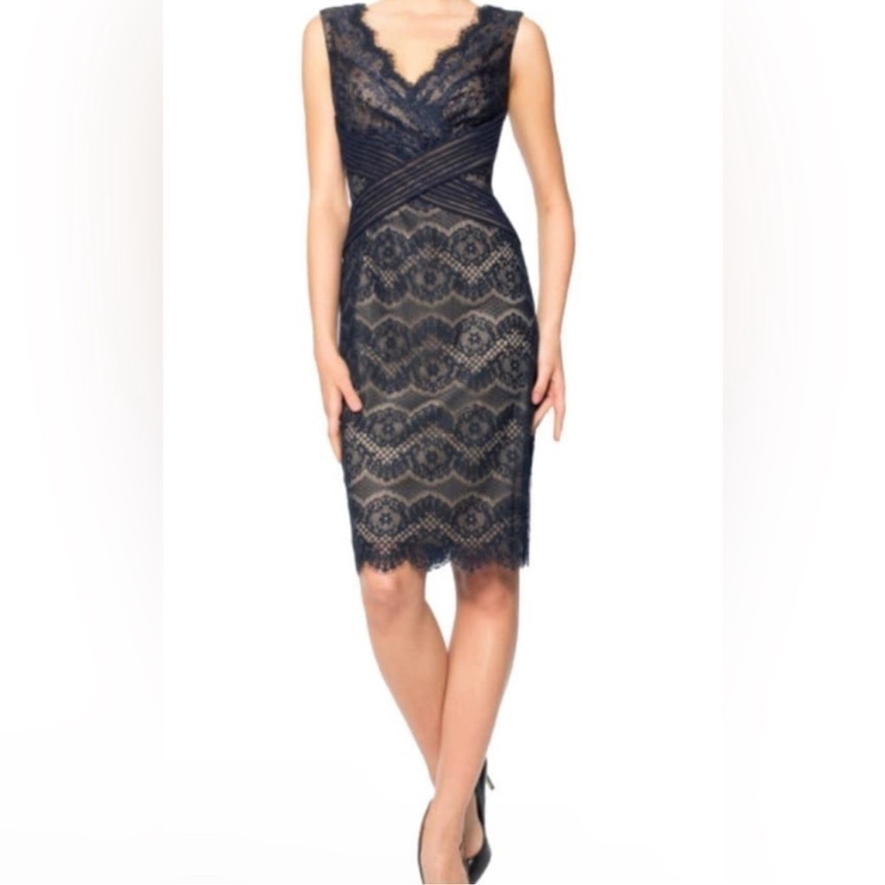 Tadashi Shoji Navy Lace Midi Dress